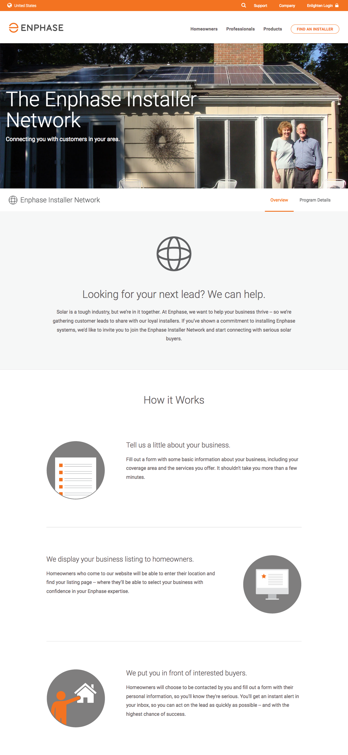 Enphase Installer Network info page - desktop