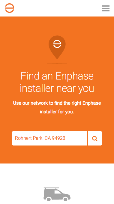 Enphase Installer Locator listing page - small-device