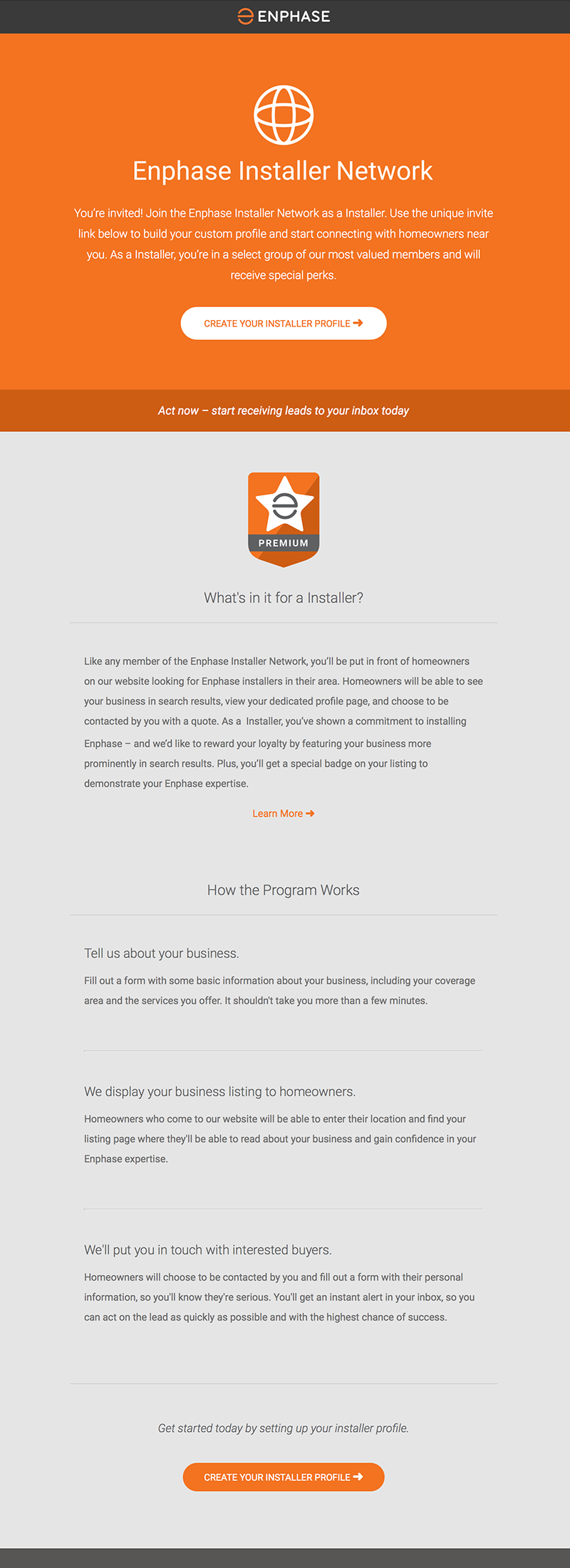 Enphase Installer Network invite email - email