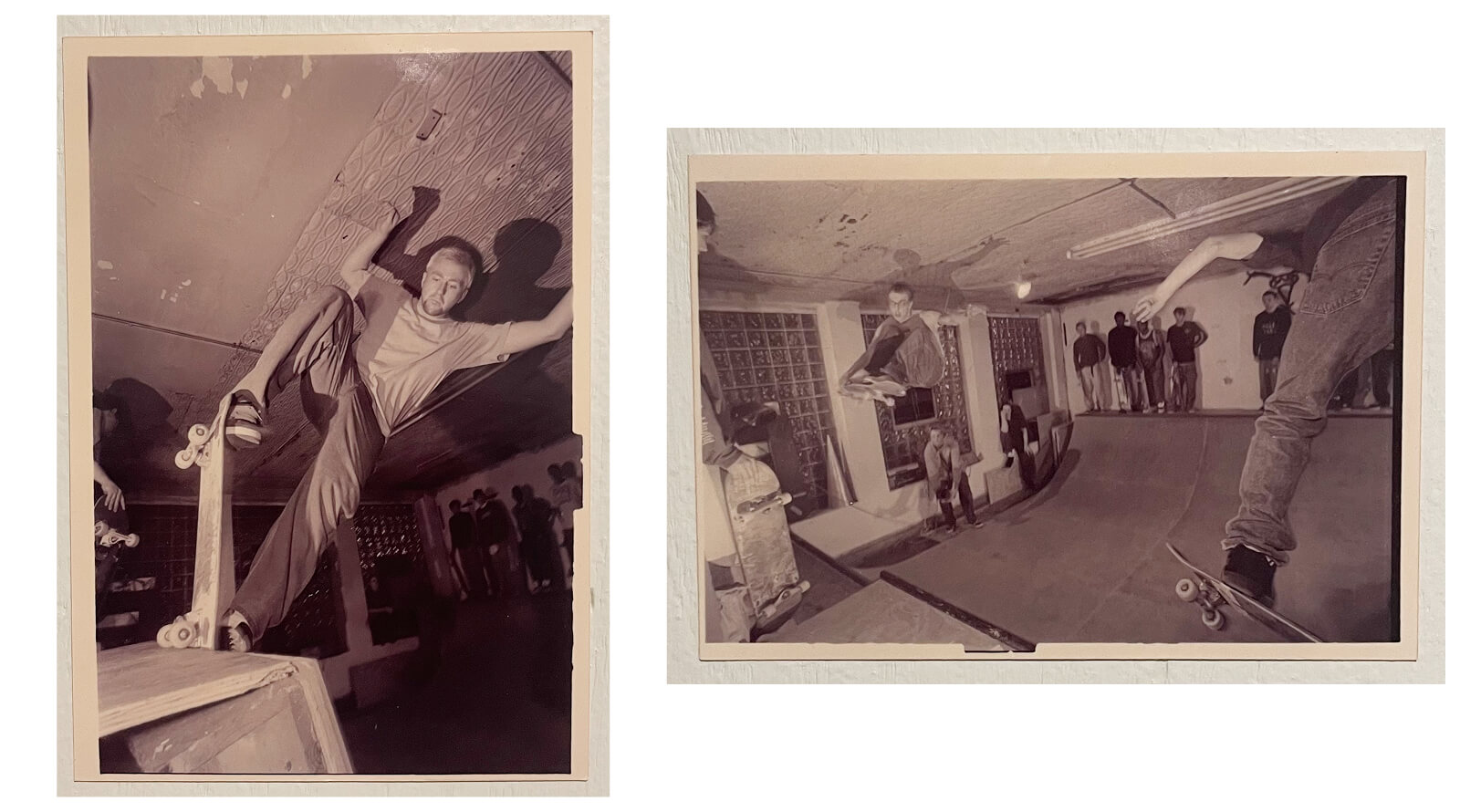 Skateboarding an indoor mini ramp